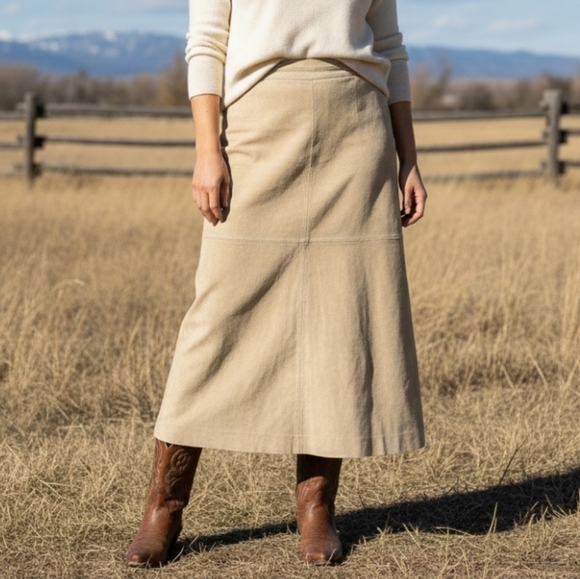 Valerie Stevens Dresses & Skirts - NWOT Valerie Womens 100% Leather Maxi Skirt Back Slit Western Cowgirl A-Line LP